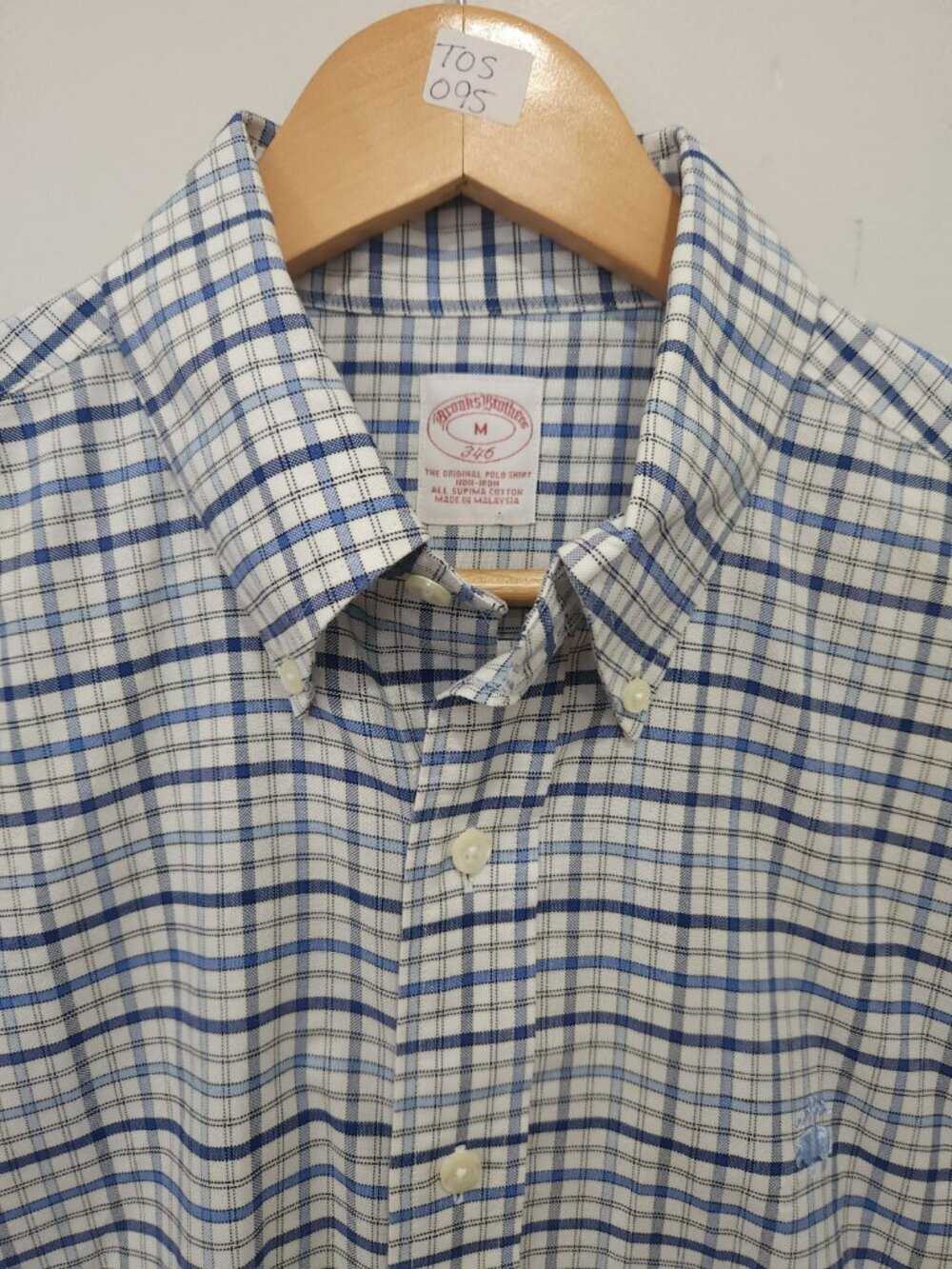 Brooks Brothers Oxford OCBD Button Down Shirt Mens M Blue Gingham Vintage - Picture 2 of 14